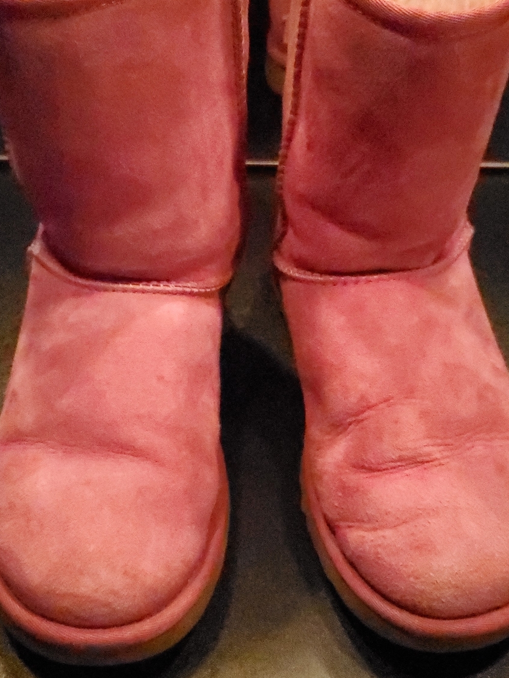 UGG Cancer Awareness Pink Suede Classic Short Booties Size 6